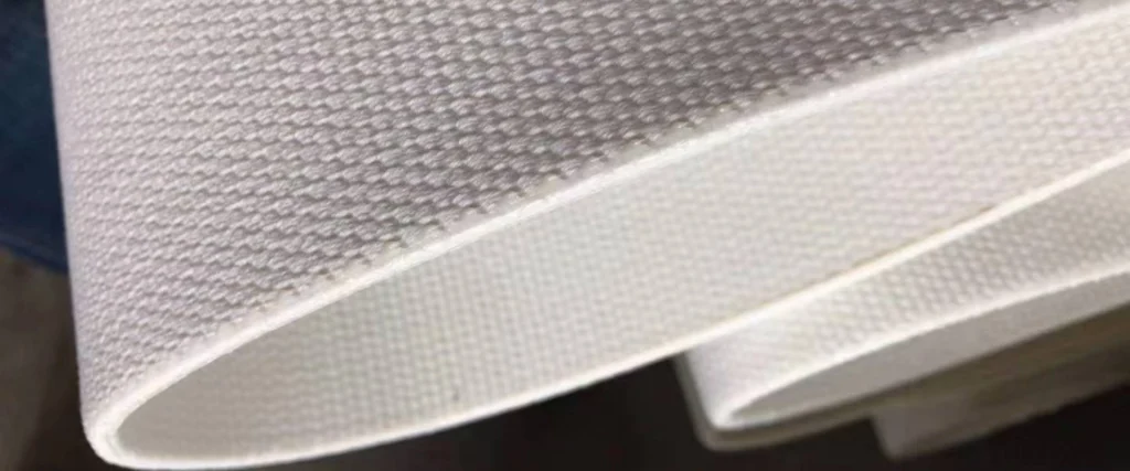 Close-up of air slide fabric used in cement plant conveyors