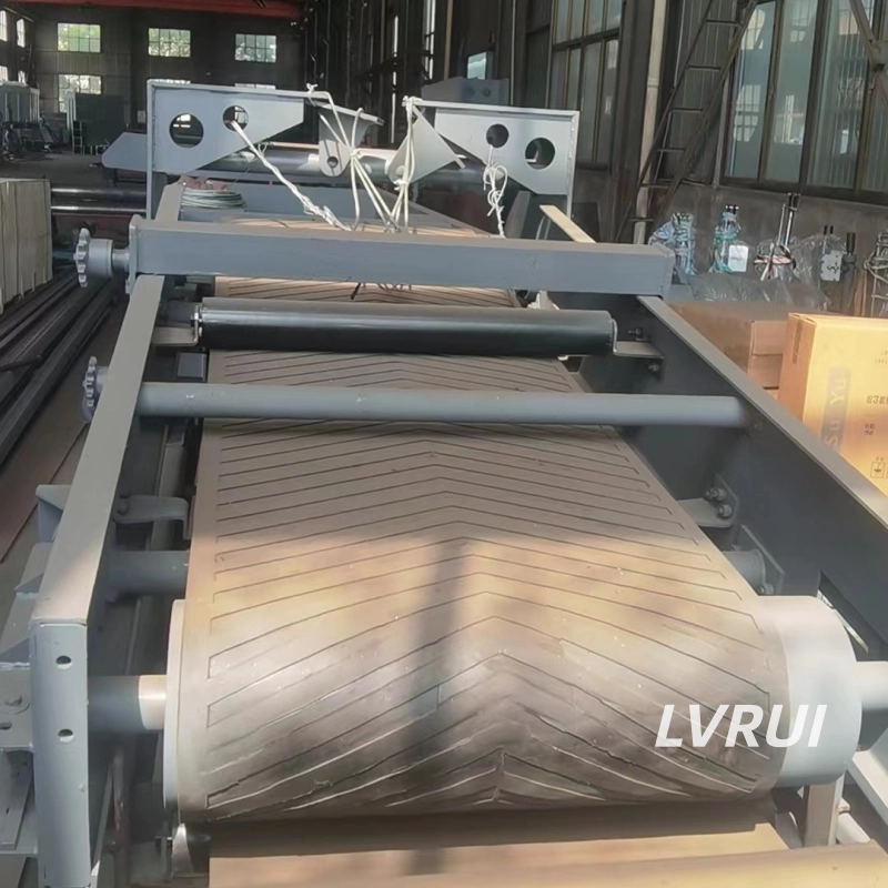 Belt conveyor handling bulk materials at port terminal