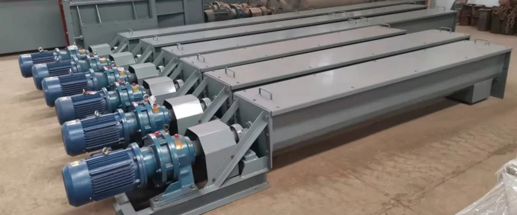 LS Type Screw Conveyor for Cement & Fly Ash | LVRUI LS type screw conveyor with multiple motors for bulk powder transport in cement and fly ash handling