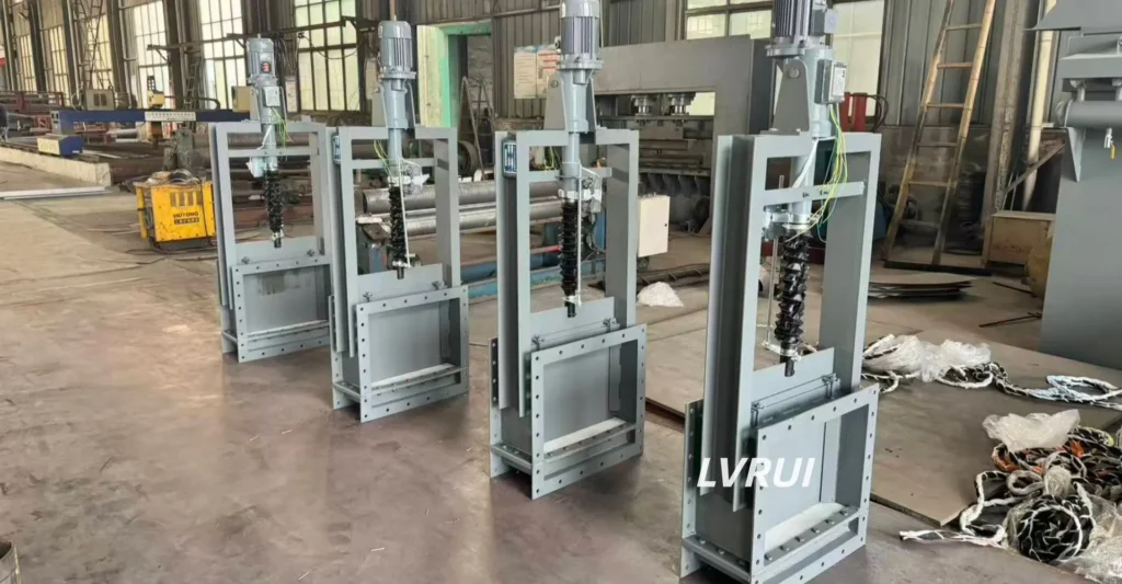 Electric Slide Gate Valve installed in air slide conveyor system