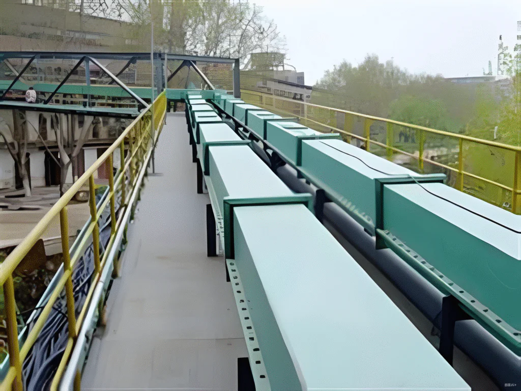 Air slide conveyor connected to cement silo outlet