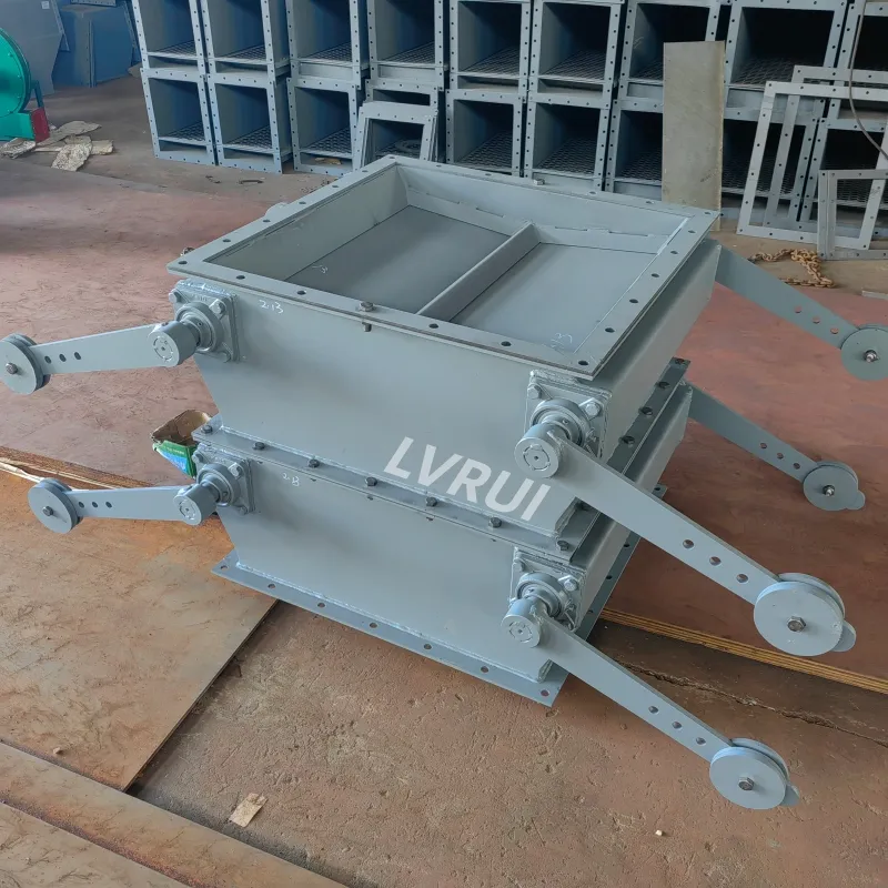 Flap valve structure showing metal flaps, counterweights, and sealing plates – Industrial flap valve for cement and bulk powder handling