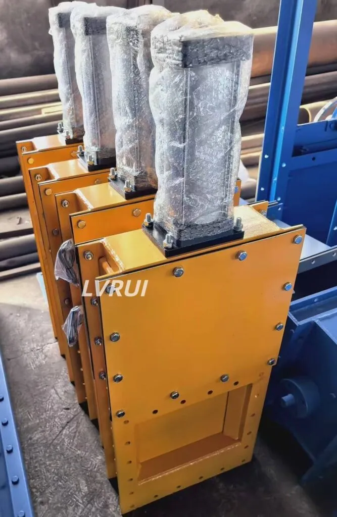 LVRUI pneumatic slide gate valve with air cylinder actuator for silo discharge