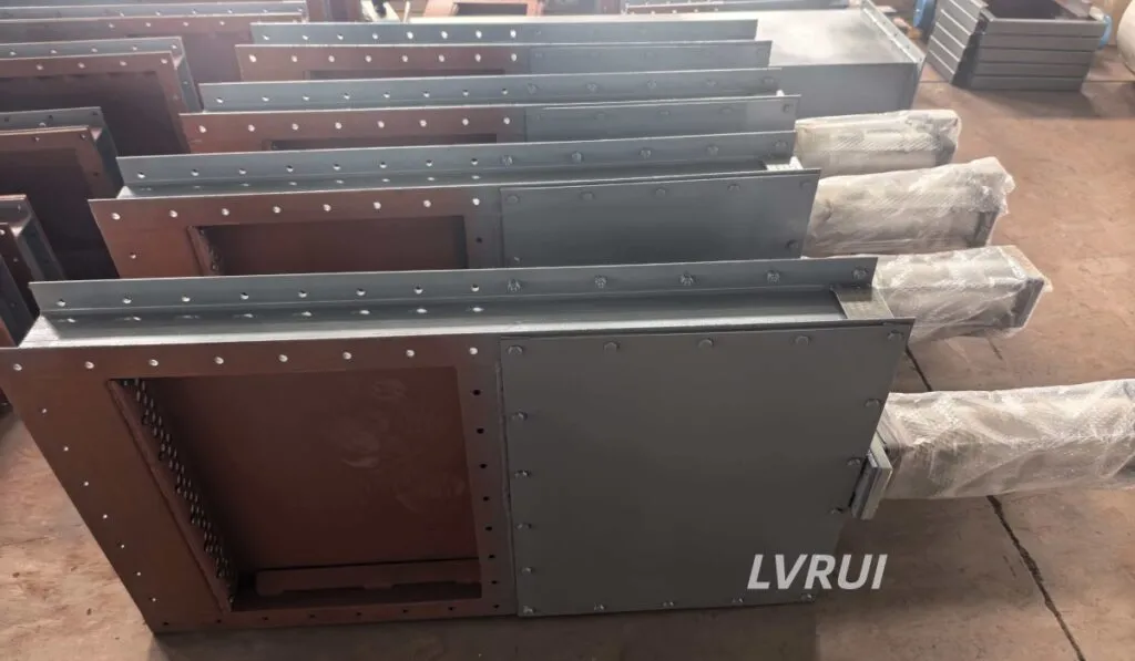 Pneumatic shut-off valve installed under air slide conveyor for cement silo discharge