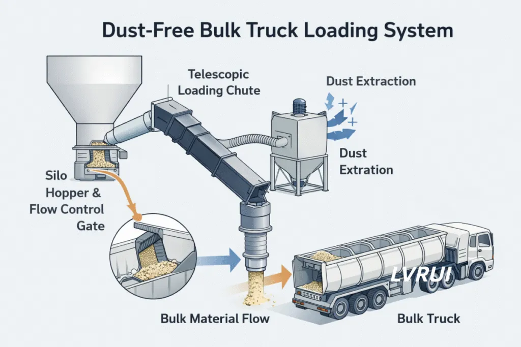 Dust-Free Bulk Truck Loading System Process with Dust Control