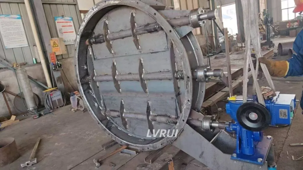 Industrial louver damper during maintenance in cement plant